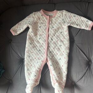 Carter's Floral Quilted Footie - Pink and White